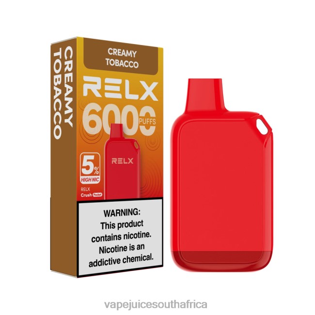 E-Liquid Vape - RELX Crush Pocket 6000 5% High Nic Creamy Tobacco 2226R28