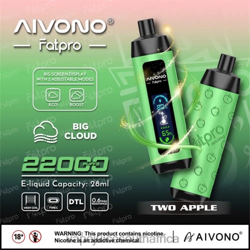 Vape Juice South Africa - Aivono Fatpro 22000 N8RZ61 Two Apple