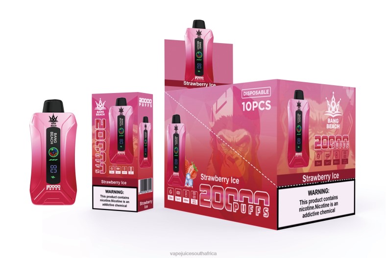 Vape Juice South Africa - Bang Beach 20000 Puffs Smart Screen Vape Strawberry Ice TJ4JJ6