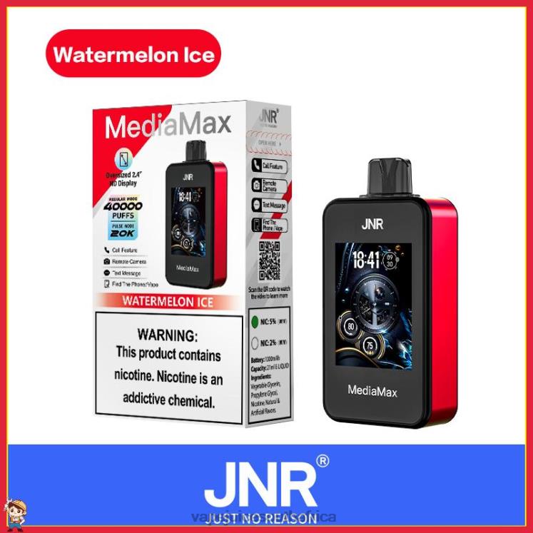 Watermelon Ice e-liquid Vape -JNR MediaMax 40k Puff 8PH2R18