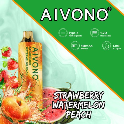 E-Liquid Vape - Aivono AIM GUN 7000 N8RZ6108 Strawberry Watermelon Peach