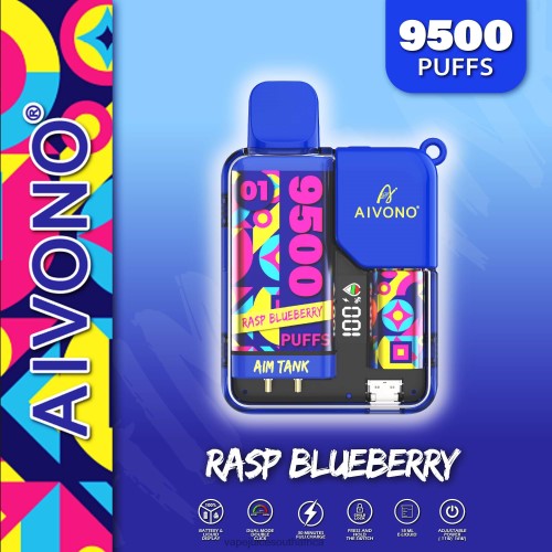 E-Liquid Vape - Aivono AIM TANK 9500 N8RZ633 Rasp Blueberrry