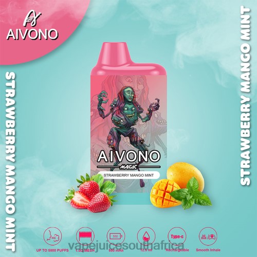 Vape Pods - Aivono AIM MAGIC 5800 Mouth Box Cigarette N8RZ697 Strawberry Mango Mint
